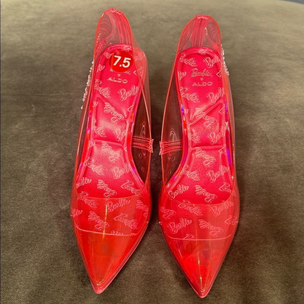 Barbie x ALDO Barbiestessy Collection Pink Translucent Pointed Toe Pumps 7.5 NEW - Picture 5 of 14